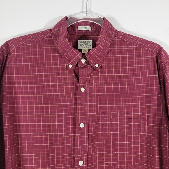J. CREW Men's Secret Wash slim organic cotton plaid casual button down shirt - Picture 2 of 12